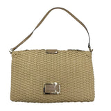 VALENTINO WOVEN RAFFIA FLOWER CLUTCH LUXE HANDBAG PINK/GREEN