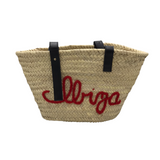 RET$225 IBIZA STRAW HANDBAG TAN RED