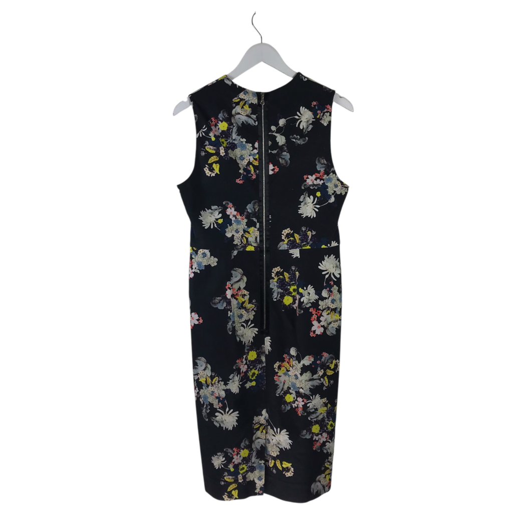 ERDEM FLORAL SLEEVELESS DESIGNER DRESS NAVY WHITE 12