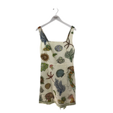 NWT$490 PRINT SLEEVELESS DESIGNER DRESS CREME MULTI 12