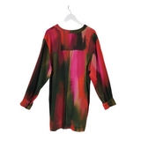 NATORI PRINT LONG SLEEVE DESIGNER DRESS RED GREEN XLARGE