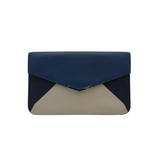 FENDI 2 JOURS LEATHER CLUTCH LUXE HANDBAG TAUPE/BLUE