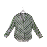 ENGLISH FACTORY PRINT LONG SLEEVE BLOUSE GREEN LAVENDER SMALL