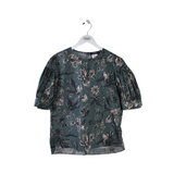 MAX MARA FLORAL PUFF SLEEVE DESIGNER TOP OLIVE CREAM 8
