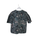 MAX MARA FLORAL PUFF SLEEVE DESIGNER TOP OLIVE CREAM 8