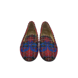 GIUSEPPE ZANOTTI PLAID FLAT DESIGNER SHOES RED BLUE 8.5