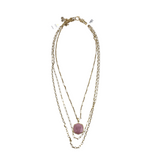KENDRA SCOTT 3 STRAND CHAIN PENDANT NECKLACE GOLDTONE PINK