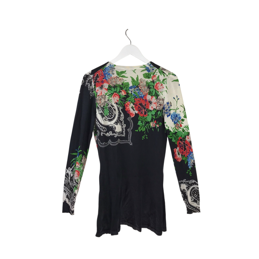 ETRO PRINT BUTTON DESIGNER CARDIGAN BLACK CREME 42