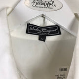 SALVATORE FERRAGAMO RET$750 LONG SLEEVE DESIGNER TOP WHITE 44