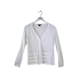 LAFAYETTE 148 LONG SLEEVE DESIGNER CARDIGAN WHITE MEDIUM