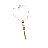DANGLE PENDANT NECKLACE GOLDTONE PINK