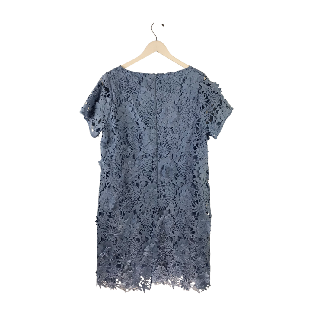 ABBEY GLASS NWT$295 LACE CAP SLEEVE DESIGNER DRESS BLUE XLARGE
