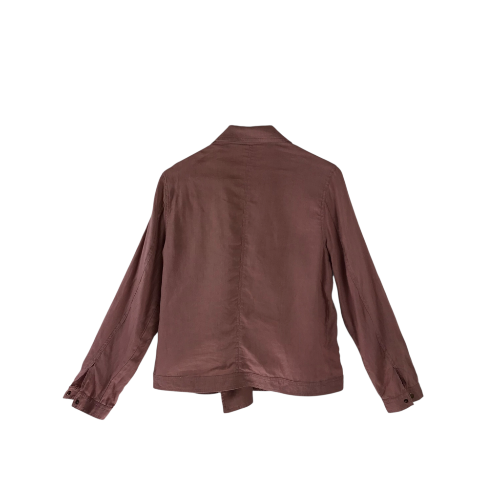 CYNTHIA ROWLEY ZIP LINEN CARDIGAN PINK LARGE