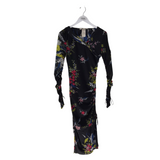 DIANE VON FURSTENBERG RET$448 LONG SLEEVE MAXI DESIGNER DRESS BLACK 8