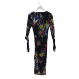 DIANE VON FURSTENBERG RET$448 LONG SLEEVE MAXI DESIGNER DRESS BLACK 8