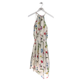 PARKER HALTER FLORAL DESIGNER DRESS WHITE MULTI XSMALL