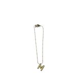 "M" WATERPROOF STAINLESS PLATED NECKLACE GOLD TONE 15"