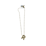 "R" WATERPROOF STAINLESS PLATED NECKLACE GOLD TONE 15"