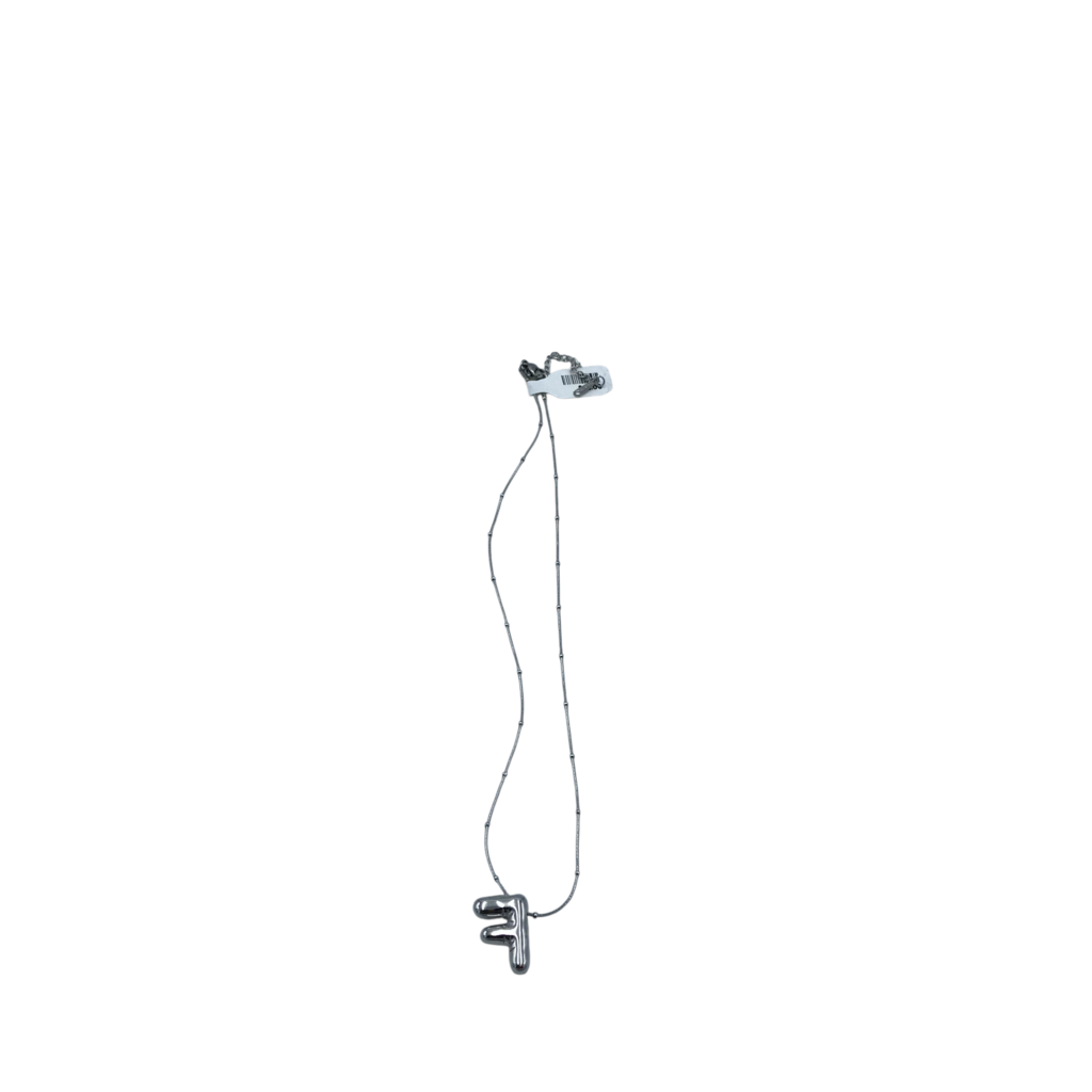 "F" WATERPROOF STAINLESS PLATED NECKLACE SILVER TONE 15"