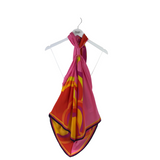 TRINA TURK HALTER PRINT DESIGNER TOP PINK ORANGE LARGE