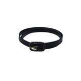 CHANEL VINTAGE LEATHER METAL BUCKLE BELT LUXE ACCESSORIES BLACK XSMALL