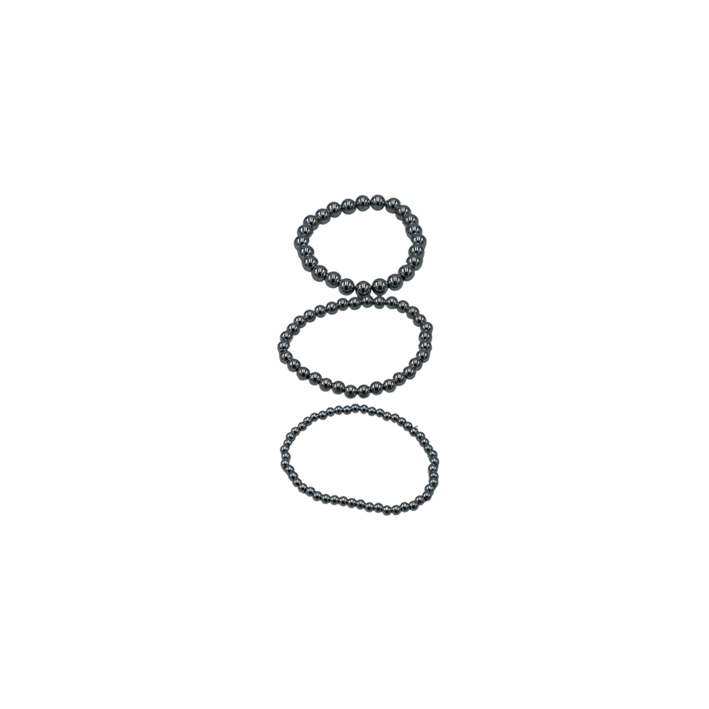 WATERPROOF SET OF 3 STRETCHY BEADS BRACELET STAINLESS 4MM, 6MM, 8MM