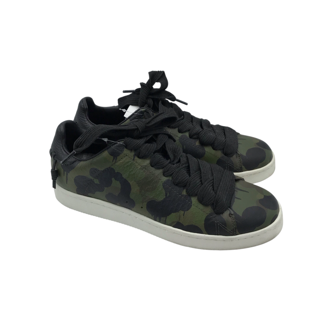 COACH RET$500 LEATHER CAMO SNEAKER MEN SHOE GREEN BLACK 8.5