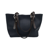 DOONEY & BOURKE PEBBLE TOTE W/DUSTBAG HANDBAG NAVY BROWN