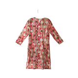 J MCLAUGHLIN PRINT LONG SLEEVE DESIGNER DRESS PINK BROWN LARGE