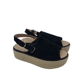 SPERRY ESPADRILLE WEDGE SHOES BLACK 6.5M