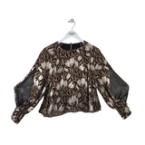 BANANA REPUBLIC PRINT LONG SLEEVE TOP BLACK GOLD SMALL