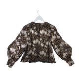 BANANA REPUBLIC PRINT LONG SLEEVE TOP BLACK GOLD SMALL