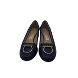 SALVATORE FERRAGAMO RET$523 BLOCK HEEL LOAFER DESIGNER SHOES BLACK 9.5B