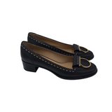 SALVATORE FERRAGAMO RET$523 BLOCK HEEL LOAFER DESIGNER SHOES BLACK 9.5B