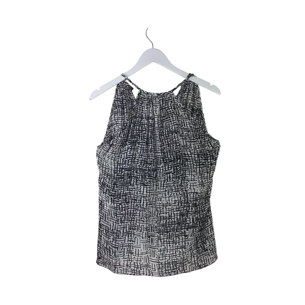 NILI LOTAN NWT$289 100% SILK SLEEVLESS DESIGNER TOP WHITE BLACK SMALL