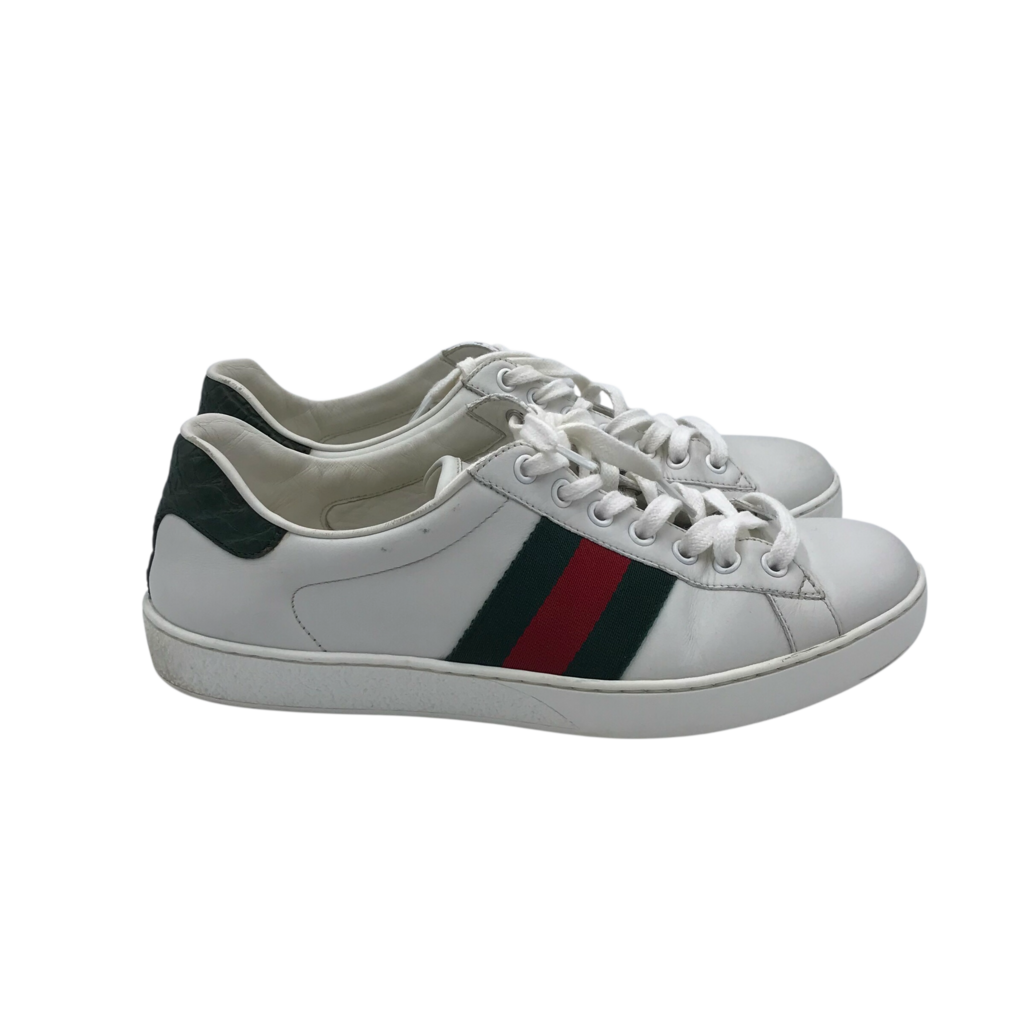 GUCCI ACE CLASSIC LEATHER SNEAKERS MEN SHOE WHITE 6.5