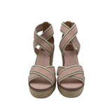 ESPADRILLE WEDGE DESIGNER SHOES PINK BLACK 8.5M