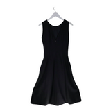 DOLCE & GABBANA WOOL SLEEVELESS FLARE LUXE DRESS BLACK 40