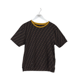 FENDI ALL OVER FF LOGO TEE SHORT SLEEVE MEN SHIRT BROWN BLACK SMALL