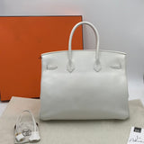 HERMES BIRKIN WITH CLOCHETTE LOCK & 2 KEYS LUXE HANDBAG BLANC EPSOM 35