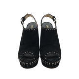 PRADA SUEDE STUDDED SLINGBACK PUMPS LUXE SHOES BLACK 38