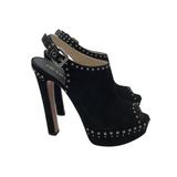 PRADA SUEDE STUDDED SLINGBACK PUMPS LUXE SHOES BLACK 38