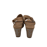 TORY BURCH RET$298 LEATHER WEDGE SANDAL SHOES NUDE SILVER 7