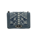 REBECCA MINKOFF EMBROIDERED CROSSBODY HANDBAG BLUE WHITE