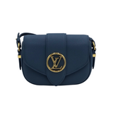 LOUIS VUITTON "PONT9" PEBBLE LEATHER CROSSBODY LUXE HANDBAG BLUE