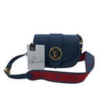 LOUIS VUITTON "PONT9" PEBBLE LEATHER CROSSBODY LUXE HANDBAG BLUE