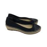 ESPADRILLE WEDGE DESIGNER SHOES BLACK TAN 7.5