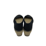 ESPADRILLE WEDGE DESIGNER SHOES BLACK TAN 7.5