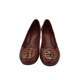 TORY BURCH QUILTED PATENT LEATHER PUMP SHOES RUST 7