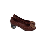 TORY BURCH QUILTED PATENT LEATHER PUMP SHOES RUST 7